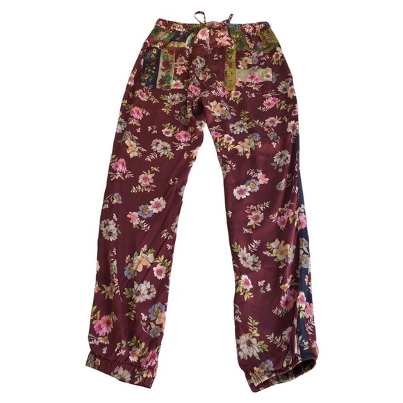 Johnny Was Silk LAURIE PRESLEY JOGGER Pants Sz XS Patchwork Floral Boho Designer - Picture 6 of 12